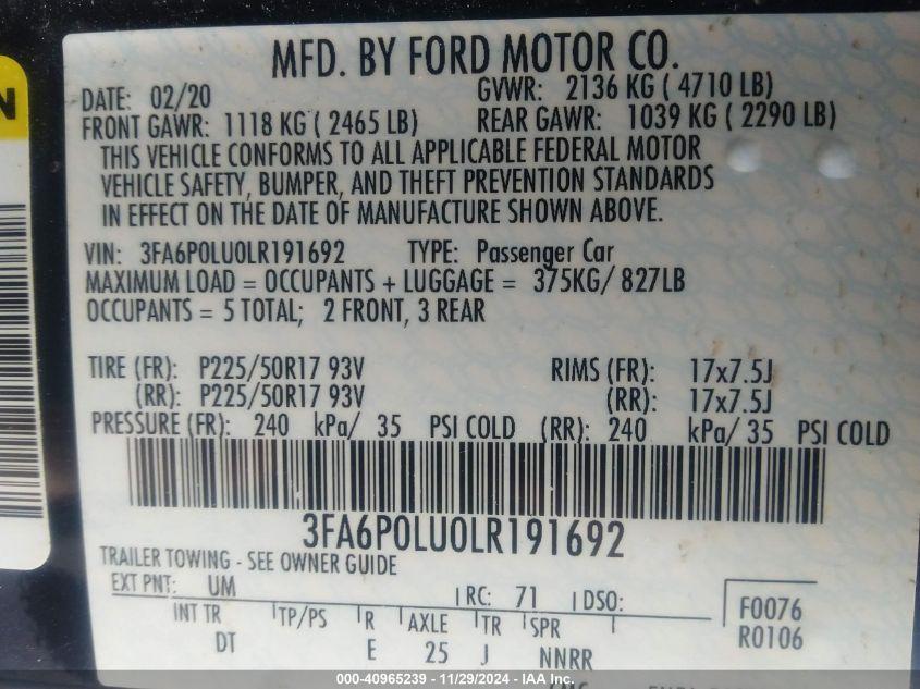 FORD FUSION SE 2020