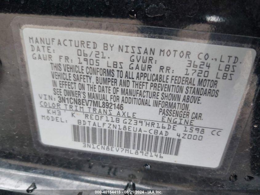 NISSAN VERSA SV XTRONIC CVT 2021