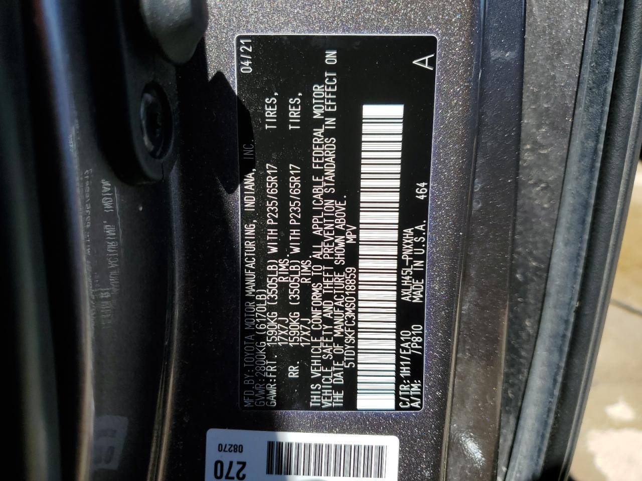 TOYOTA SIENNA XLE SIENNA XLE 2021