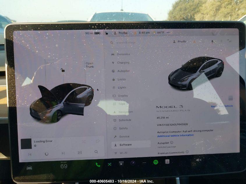 TESLA MODEL 3 STANDARD RANGE PLUS REAR-WHEEL DRIVE/STANDARD RANGE REAR-WHEEL DRIVE 2020