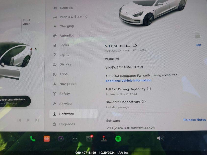 TESLA MODEL 3 STANDARD RANGE PLUS REAR-WHEEL DRIVE 2021