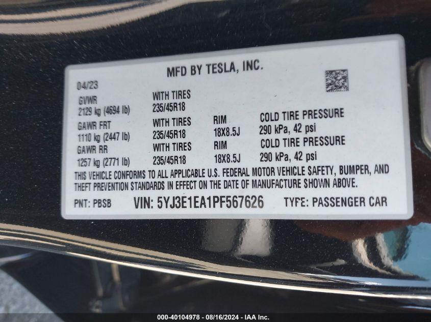 TESLA MODEL 3 REAR-WHEEL DRIVE 2023