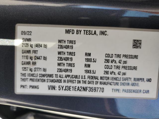 TESLA MODEL 3  2022