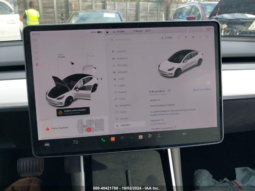 TESLA MODEL 3 STANDARD RANGE PLUS REAR-WHEEL DRIVE/STANDARD RANGE REAR-WHEEL DRIVE 2020