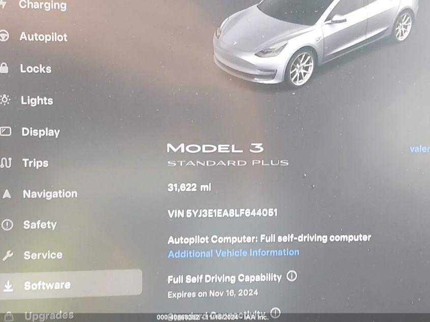 TESLA MODEL 3 STANDARD RANGE PLUS REAR-WHEEL DRIVE/STANDARD RANGE REAR-WHEEL DRIVE 2020