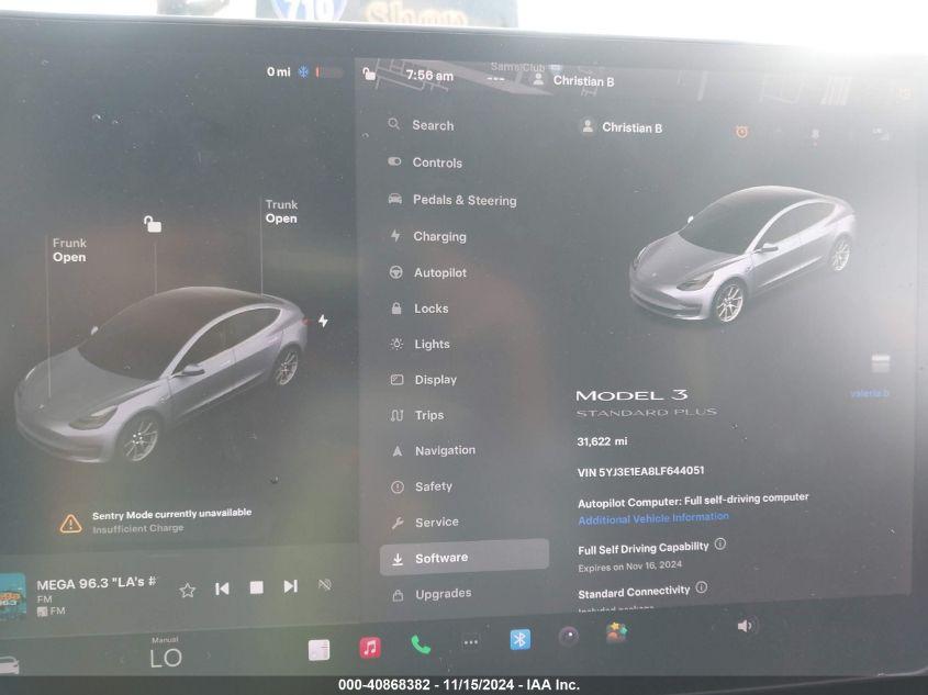 TESLA MODEL 3 STANDARD RANGE PLUS REAR-WHEEL DRIVE/STANDARD RANGE REAR-WHEEL DRIVE 2020