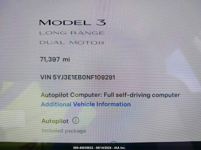 TESLA MODEL 3 LONG RANGE DUAL MOTOR ALL-WHEEL DRIVE 2022