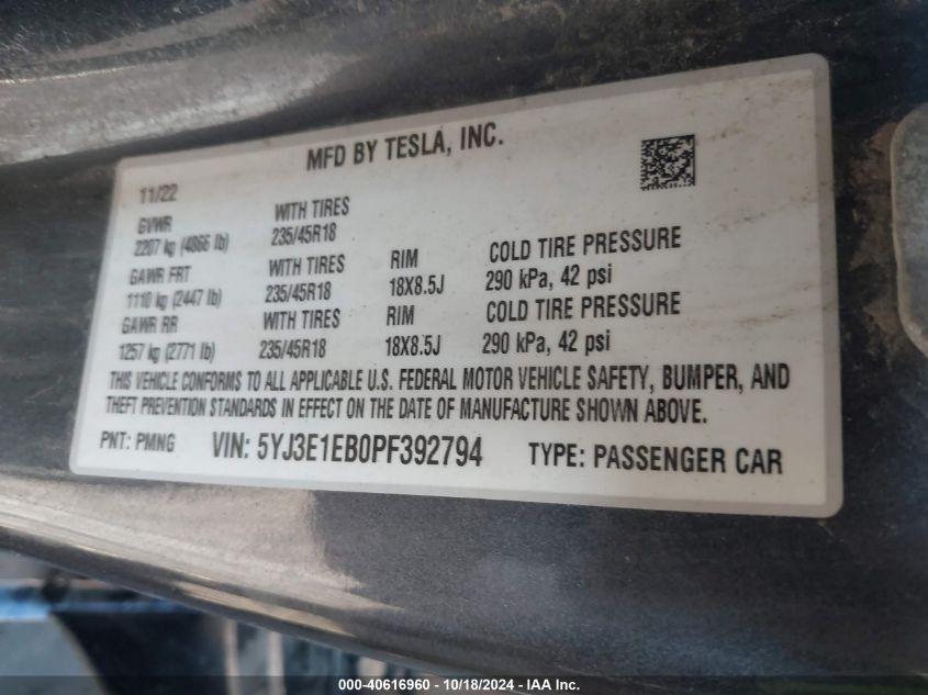 TESLA MODEL 3 LONG RANGE DUAL MOTOR ALL-WHEEL DRIVE 2023