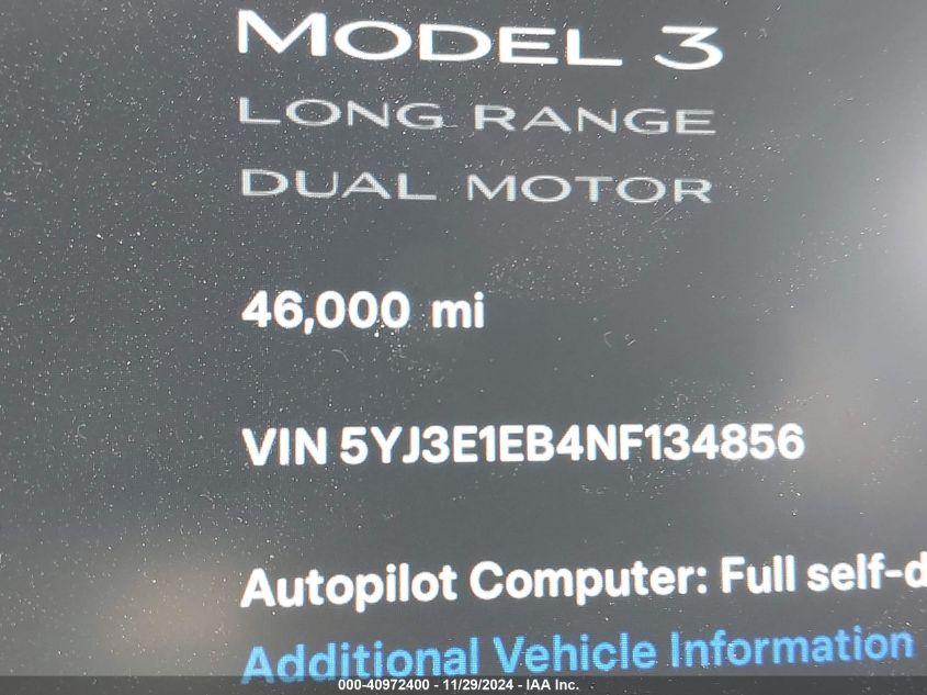 TESLA MODEL 3 LONG RANGE DUAL MOTOR ALL-WHEEL DRIVE 2022