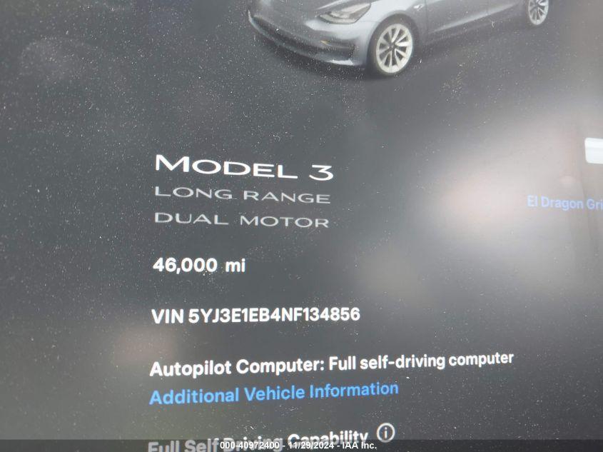 TESLA MODEL 3 LONG RANGE DUAL MOTOR ALL-WHEEL DRIVE 2022