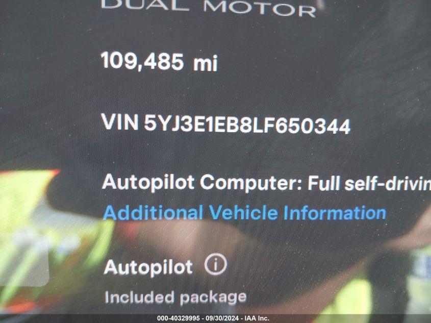 TESLA MODEL 3 LONG RANGE DUAL MOTOR ALL-WHEEL DRIVE 2020