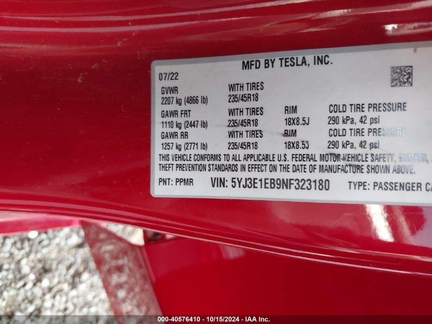 TESLA MODEL 3 LONG RANGE DUAL MOTOR ALL-WHEEL DRIVE 2022