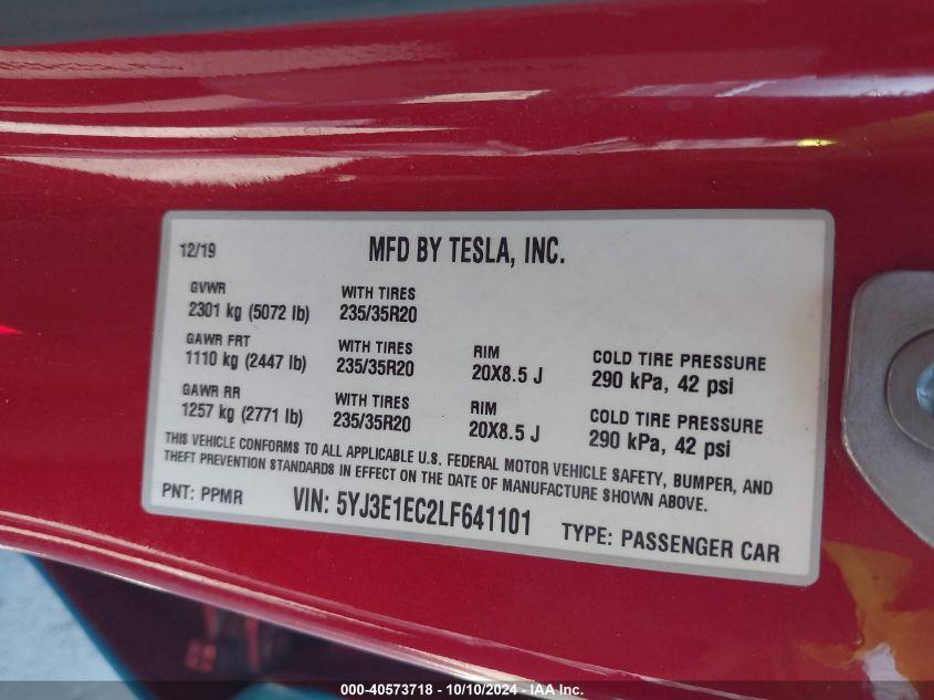 TESLA MODEL 3 PERFORMANCE DUAL MOTOR ALL-WHEEL DRIVE 2020