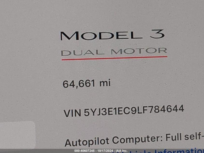 TESLA MODEL 3 PERFORMANCE DUAL MOTOR ALL-WHEEL DRIVE 2020