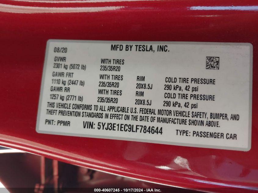 TESLA MODEL 3 PERFORMANCE DUAL MOTOR ALL-WHEEL DRIVE 2020