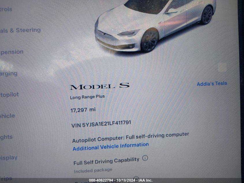 TESLA MODEL S LONG RANGE DUAL MOTOR ALL-WHEEL DRIVE/LONG RANGE PLUS DUAL MOTOR ALL-WHEEL DRIVE 2020