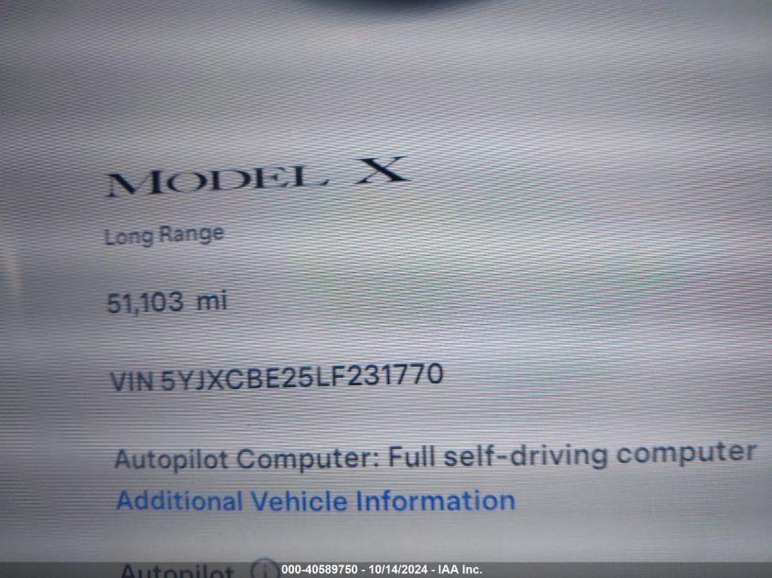 TESLA MODEL X LONG RANGE DUAL MOTOR ALL-WHEEL DRIVE/LONG RANGE PLUS DUAL MOTOR ALL-WHEEL DRIVE 2020