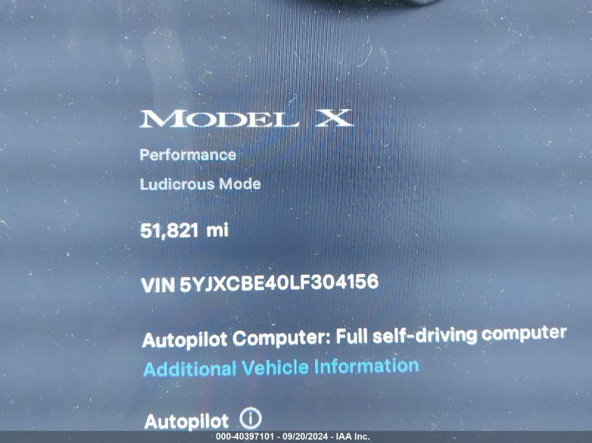 TESLA MODEL X PERFORMANCE DUAL MOTOR ALL-WHEEL DRIVE 2020