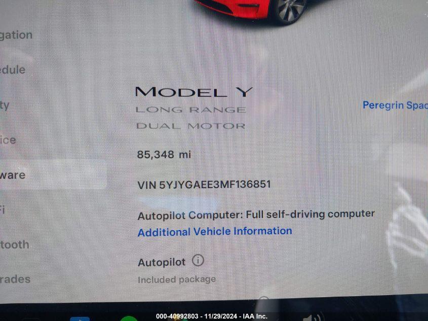 TESLA MODEL Y LONG RANGE DUAL MOTOR ALL-WHEEL DRIVE 2021