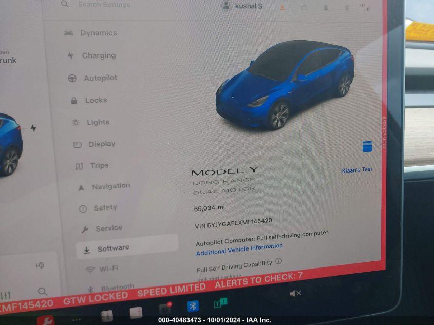 TESLA MODEL Y LONG RANGE DUAL MOTOR ALL-WHEEL DRIVE 2021