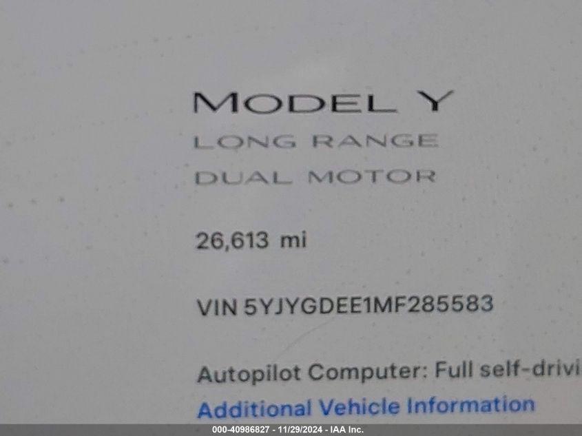 TESLA MODEL Y LONG RANGE DUAL MOTOR ALL-WHEEL DRIVE 2021