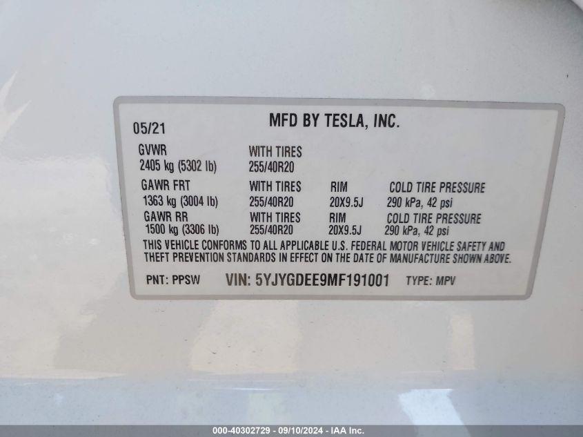 TESLA MODEL Y LONG RANGE DUAL MOTOR ALL-WHEEL DRIVE 2021