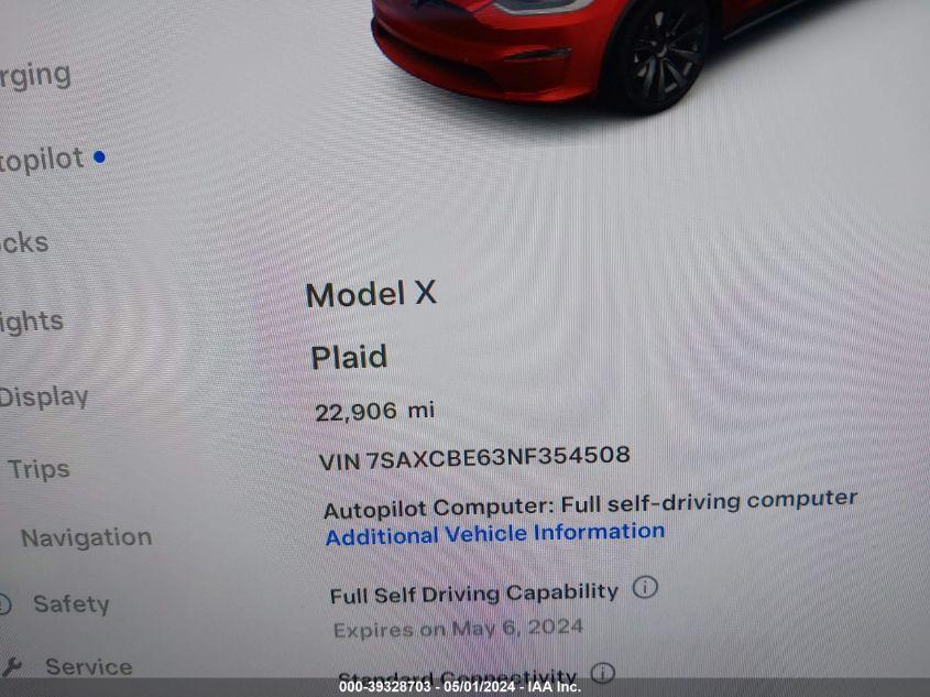 TESLA MODEL X PLAID TRI MOTOR ALL-WHEEL DRIVE 2022