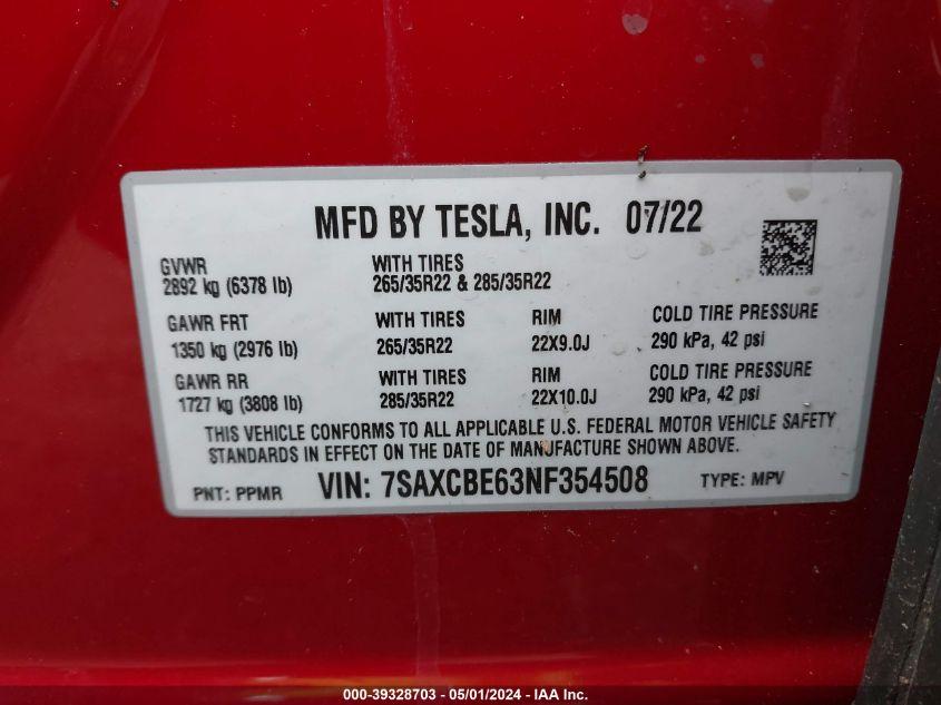 TESLA MODEL X PLAID TRI MOTOR ALL-WHEEL DRIVE 2022