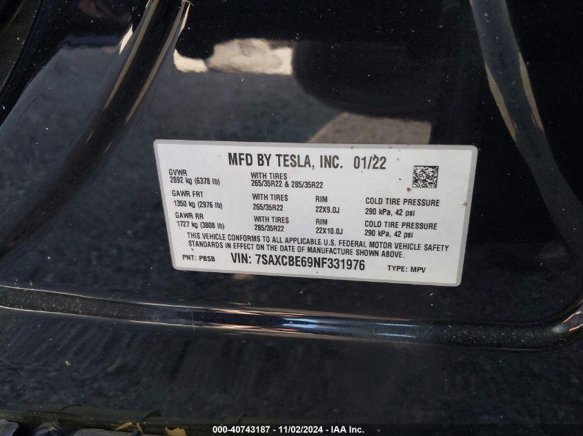 TESLA MODEL X PLAID TRI MOTOR ALL-WHEEL DRIVE 2022