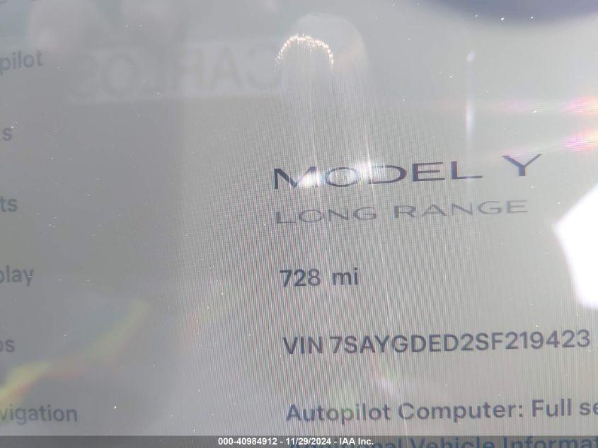 TESLA MODEL Y LONG RANGE DUAL MOTOR ALL-WHEEL DRIVE 2025