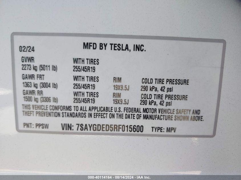 TESLA MODEL Y LONG RANGE/RWD 2024