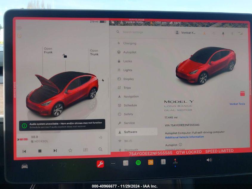 TESLA MODEL Y LONG RANGE DUAL MOTOR ALL-WHEEL DRIVE 2022