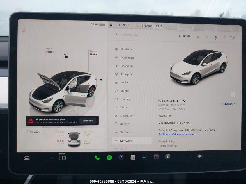 TESLA MODEL Y AWD/LONG RANGE DUAL MOTOR ALL-WHEEL DRIVE 2023