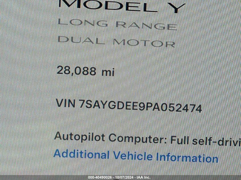 TESLA MODEL Y AWD/LONG RANGE DUAL MOTOR ALL-WHEEL DRIVE 2023