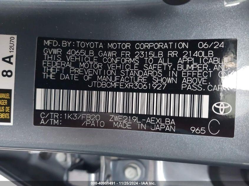 TOYOTA COROLLA HYBRID LE 2024