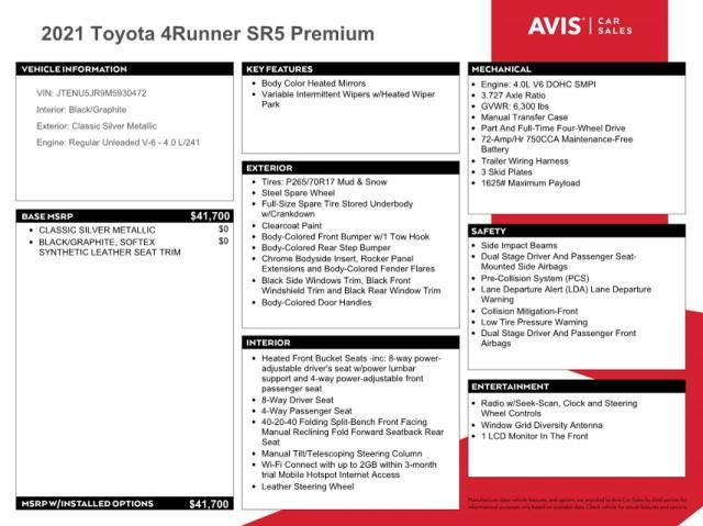 TOYOTA 4RUNNER SR 2021