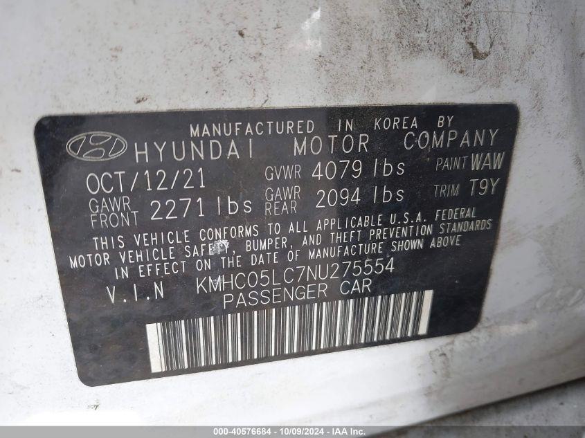 HYUNDAI IONIQ HYBRID LIMITED 2022