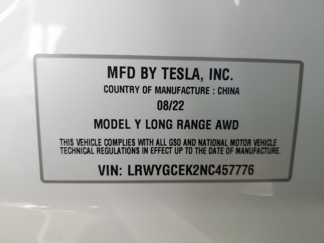 TESL MODEL Y  2022